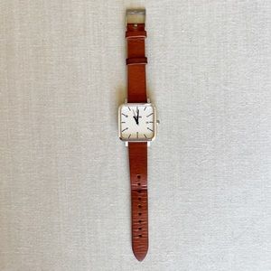 Nixon Ragnar Square Leather Strap Watch, 36 mm